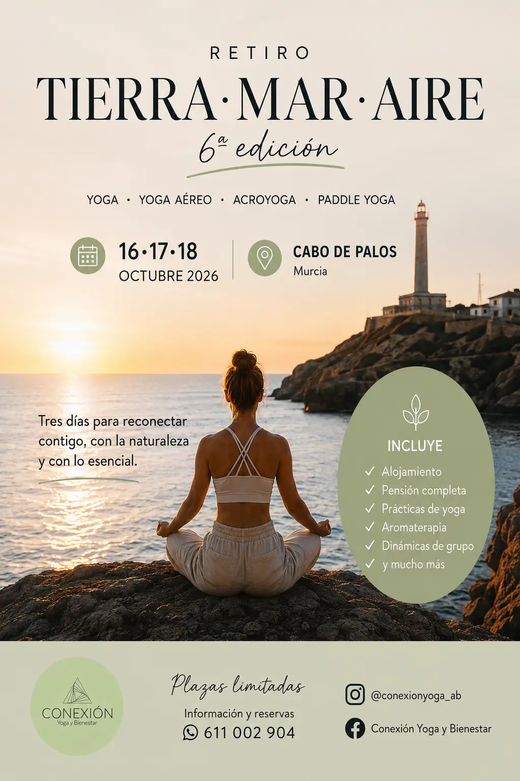 Retiro de yoga en Cabo de Palos, Murcia: Tierra, Mar y Aire